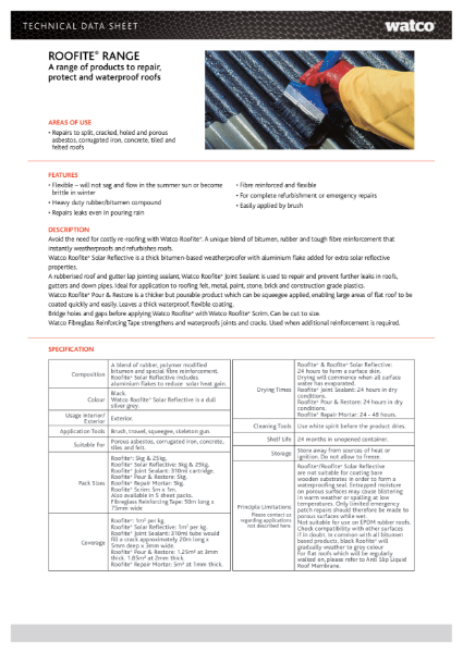 Data Sheet: Roofite Range