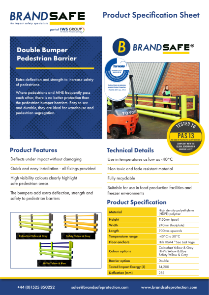 Pedestrian Safety Barrier (Double Bumper) - Brandsafe Spec Sheet