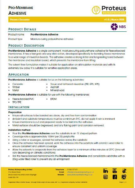 Product Data Sheet - Pro-Membrane Adhesive