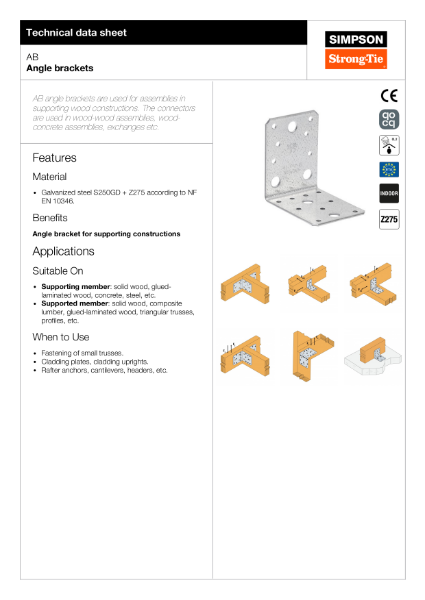 AB: Angle Brackets Technical Data Sheet