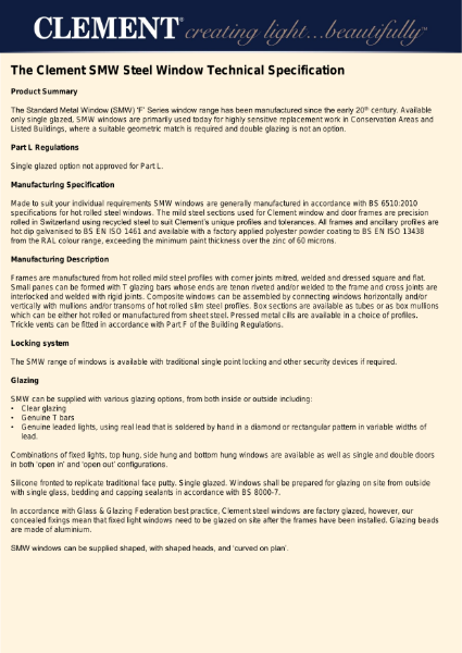 Clement SMW technical specification