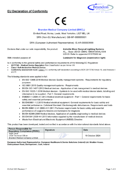 Declaration of Conformity EU MDR_Astralite EUDoC005 [Rev 7] 18 Oct 2024
