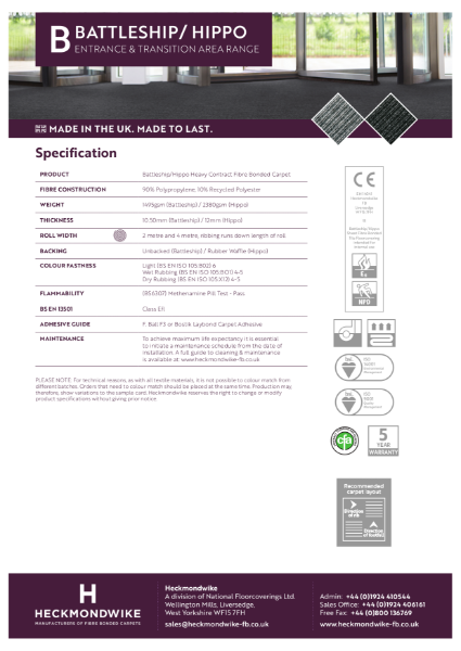 Heckmondwike - Battleship / Hippo - Specification Sheet