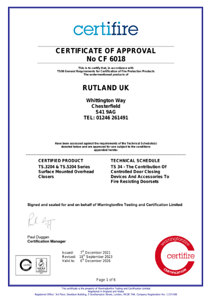 Certificate of Approval