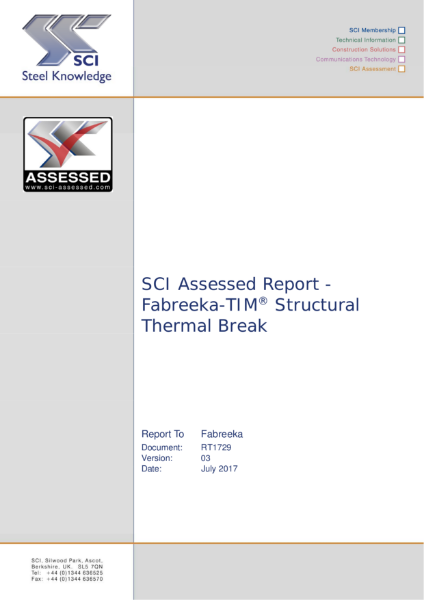 SCI Assessed Report - Fabreeka-TIM Structural Thermal Break