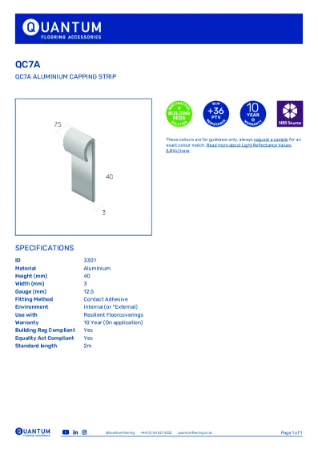 Aluminium Capping Strip - QC7A Datasheet