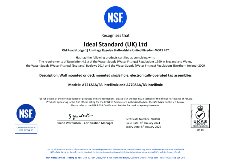 NSF - A7512AA/B3 Intellimix and A7708AA/B3 Intellimix