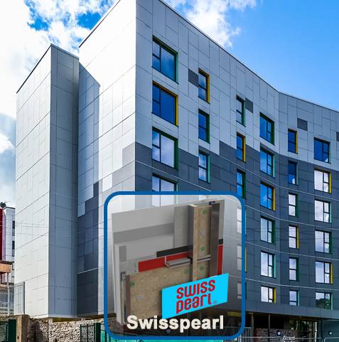 Safewall Through-Wall Facade System with Swisspearl - Rainscreen system
