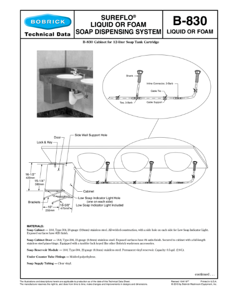 SureFlo® Liquid or Foam Soap Dispensing System - B-830
