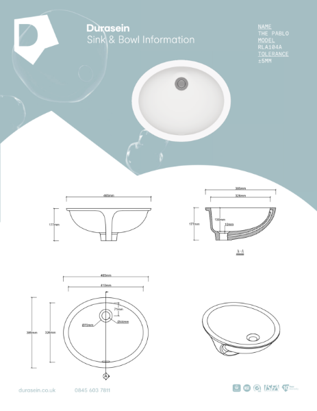 White solid surface integrated basin, no tap holes