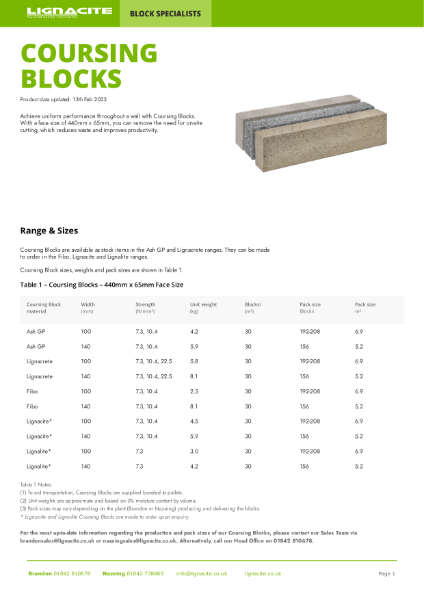 Lignacite Coursing Blocks