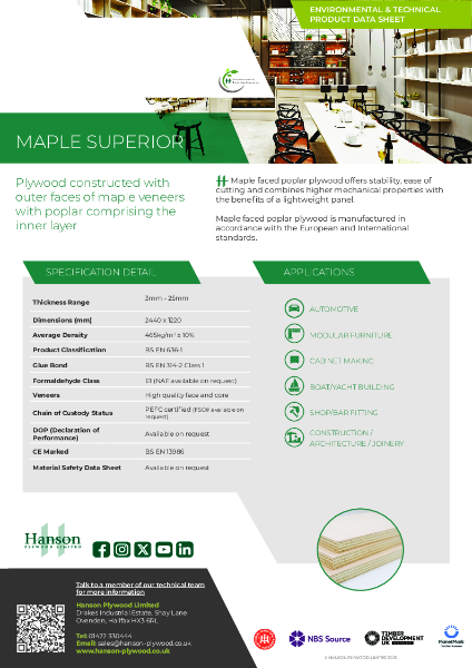 Hanson Maple Superior Poplar Plywood