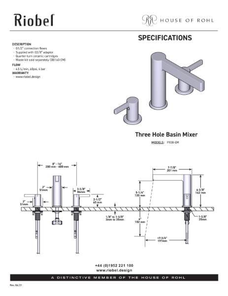 Paradox 3 Hole Basin Mixer - PDS