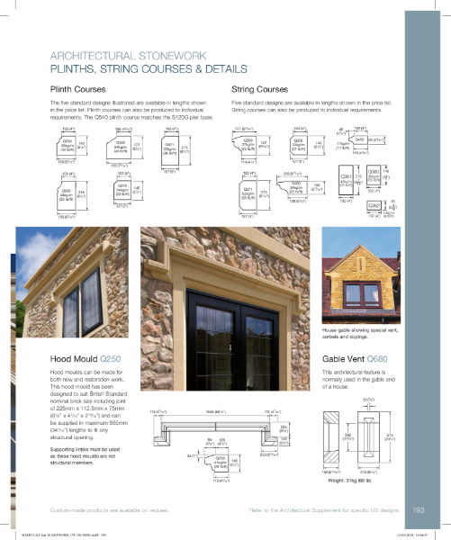 Plinth, String, Corbel, Quoins - Technical Details