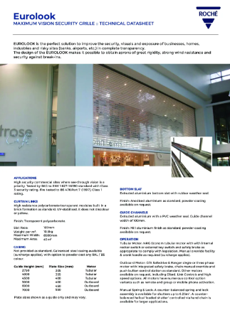 Eurolook Vision Security Shutter Datasheet