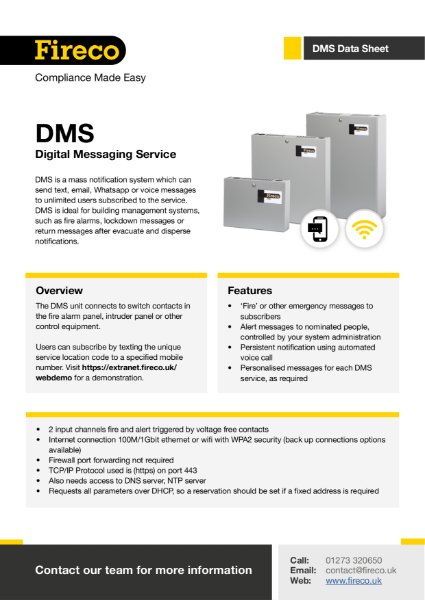 DMS (Digital Messaging Service) Technical Data Sheet