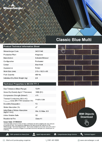 Classic Blue Multi Data Sheet