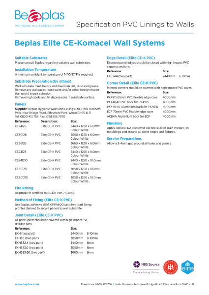 Beplas Elite CE-K Specification