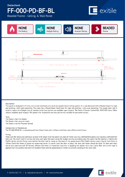 Datasheet - FlipFix Plasterboard Door - None Fire Rated