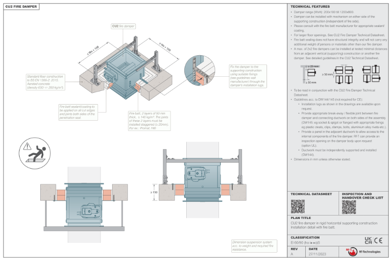 DW145 compliant installation guide – CU2 – floor-ceiling