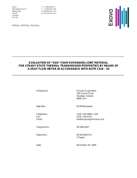 Thermal Insulation Value R-Test - Emseal QuietJoint