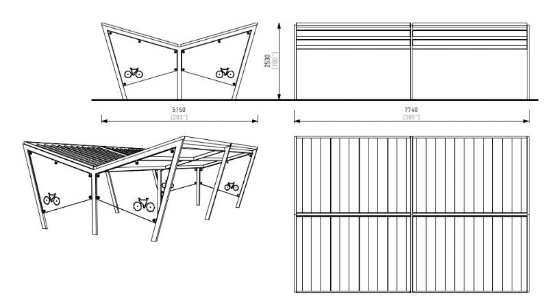 Edge Bike Shelter/ Smoking Shelter - Covered Bicycle Shelter