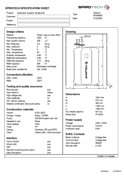S600B MV06B50 Vacuum Degasser Breaktank Superior