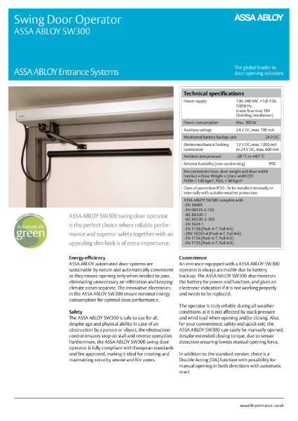 Automatic Swing Door - ASSA ABLOY SW300 Universal Swing Door Operator