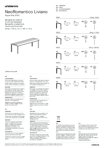 NeoRomantico Liviano Banquette aluminium Assembly Instructions