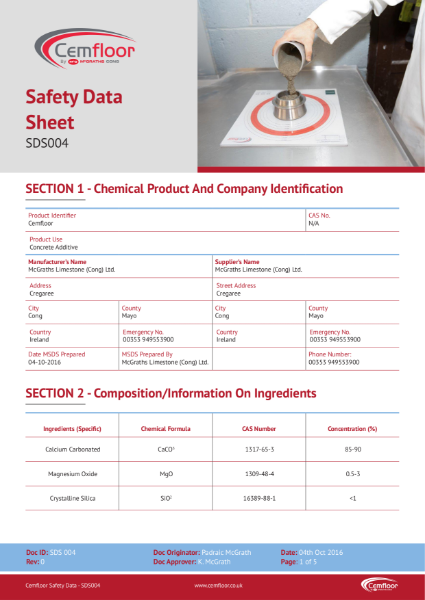 Cemfloor MSDS