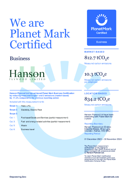 Planet Mark Certificate 