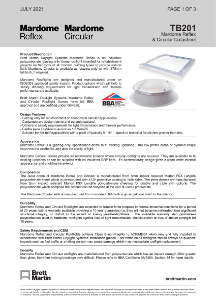 Mardome Reflex Product Data Sheet