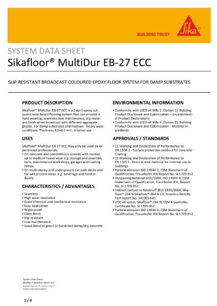 System Data Sheet - Sikafloor MultiDur EB-27ECC