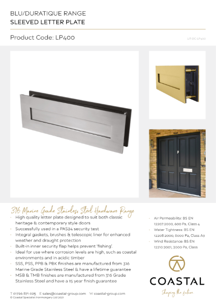 BLU™ - LP400 Letter Plate Data Card