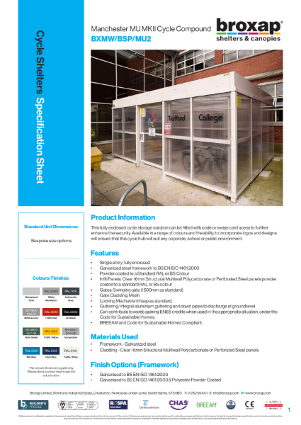 Manchester MU MKII Cycle Compound Specification Sheet