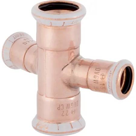 Geberit Mapress Copper Pipe Cross 30°, Reduced