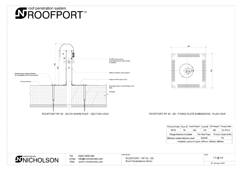 ROOFPORT® RP50-SS - Technical Datasheet