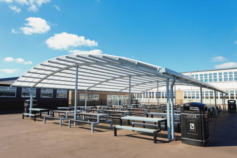 John Taylor High School in Staffordshire Add External Dining Area Canopy