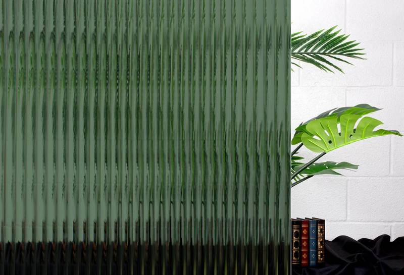 SX-1264 Reeded Glass Olive Green - Glass Film with Reeded Design