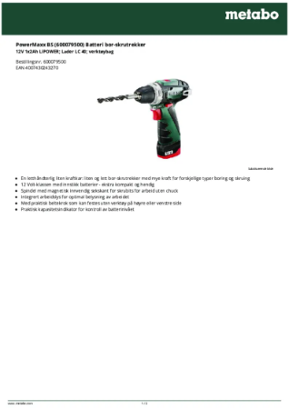 PowerMaxx BS Datablad