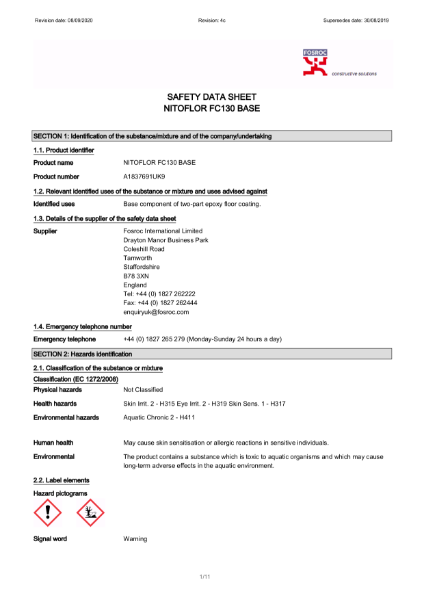 Fosroc Nitoflor Hardtop S Product Data Sheet