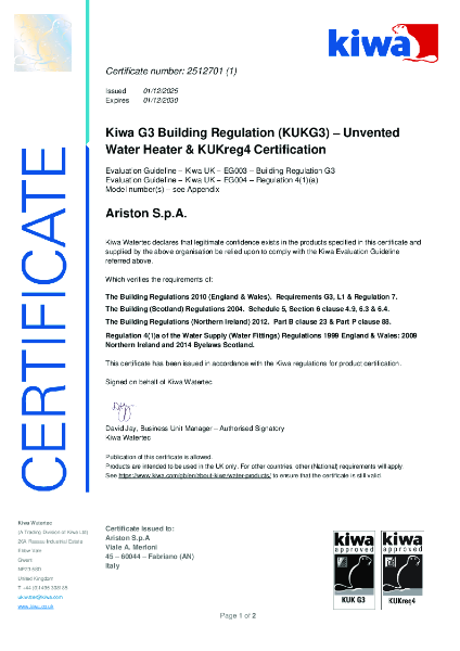 Nuos S2 KIWA Certificate 