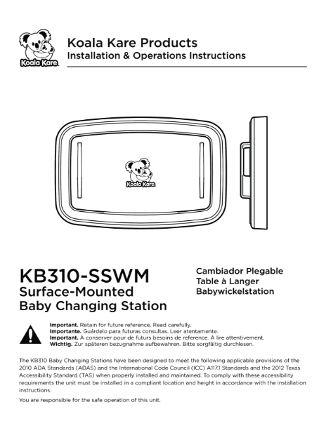 KB310-SSWM Installation Instructions