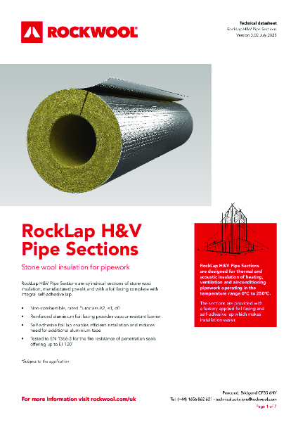 RockLap H&V Pipe Sections - Datasheet