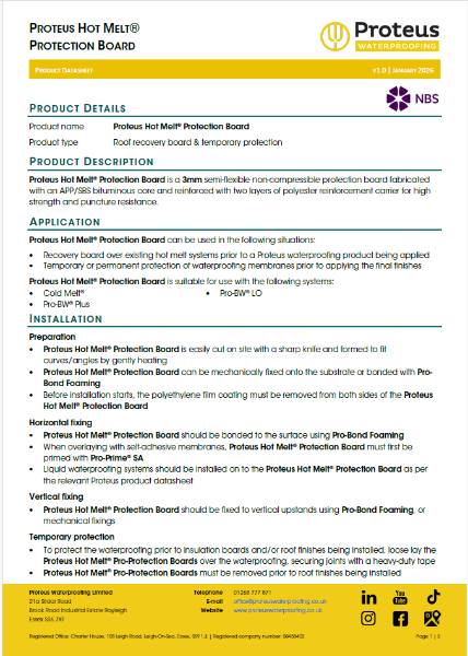 Product Data Sheet - Proteus Hot Melt® Protection Board