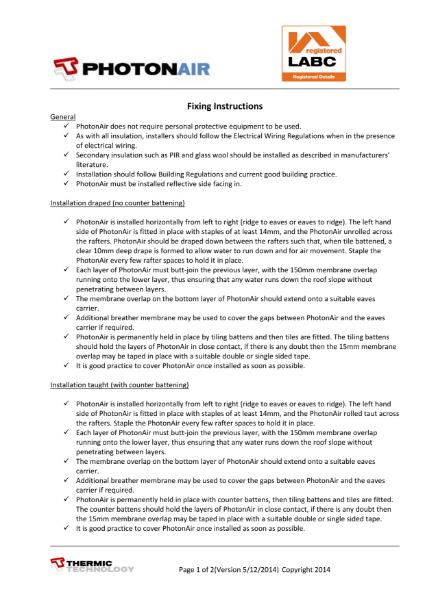 PhotonAir Installation Instructions