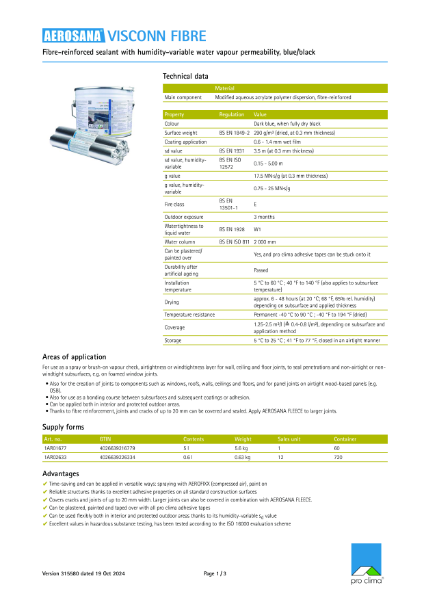 Aerosana Visconn Fibre Technical Datasheet