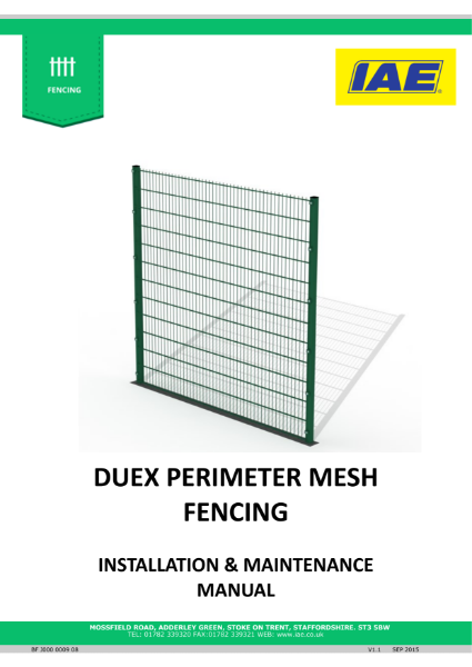 Duex-Perimeter installation and maintenance manual