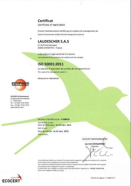 Laudescher 50001 Certificate