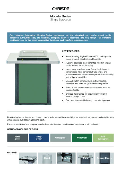 Christie Barbeque - Single Barbecue - Datasheet